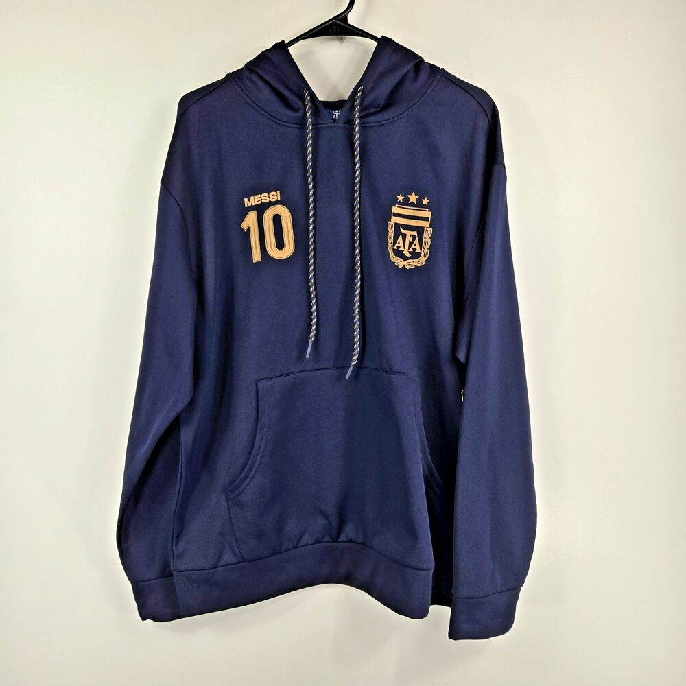 AFA Men's Size Medium Messi #10 Navy Blue Sweatshirt Hoodie NWT